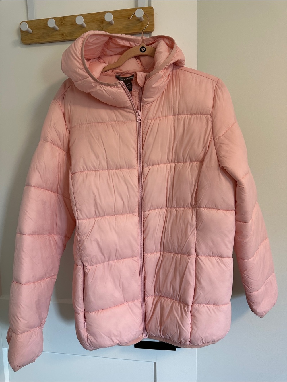 Joe Fresh Light Pink Hooded Quilted Puffer Jacket